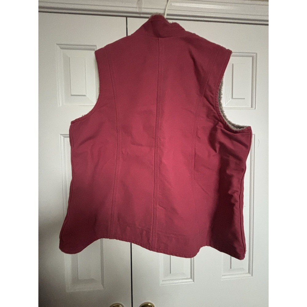Vintage Carhartt Women's Sherpa Lined Vest Dark Pink Size XXL (20) - Picture 4 of 5